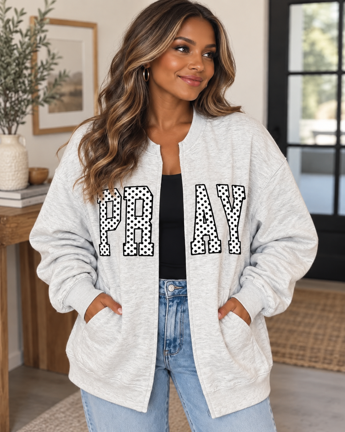 Pray Polka Dot split Sweatshirt