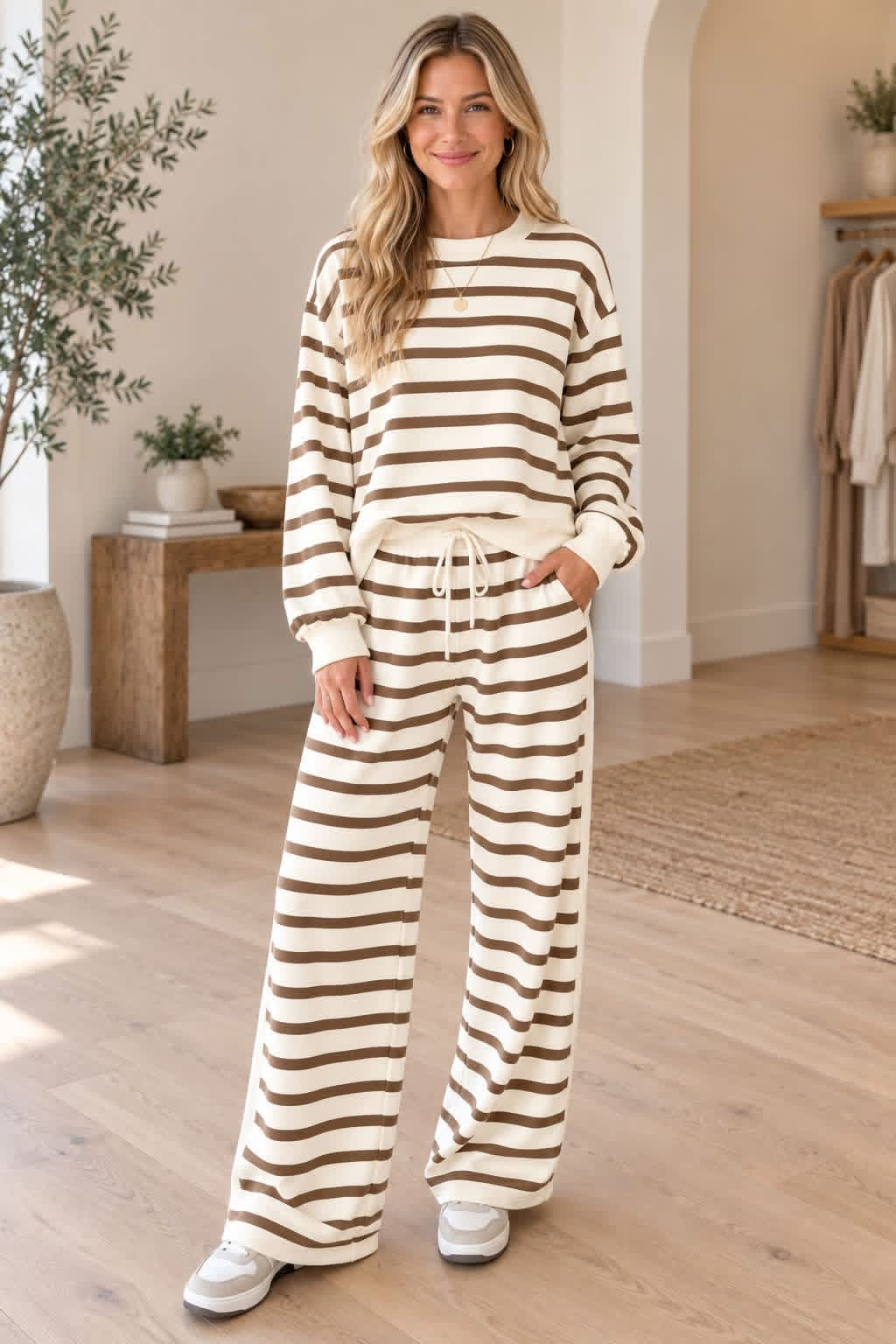 Tan Drawstring Pant Set
