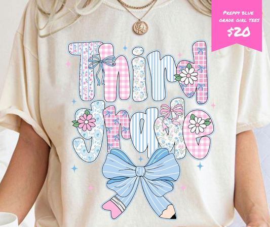 Preppy Blue Grade Girls Tees