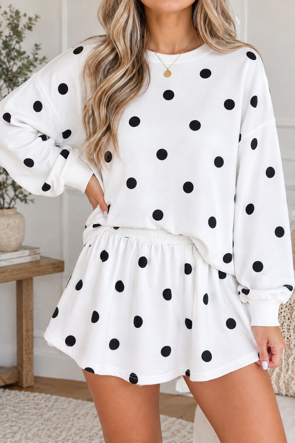 Relaxed Polka Dot Skort Set