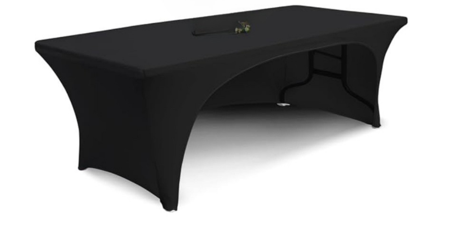 8-foot Spandex Tablecloth with open Back
