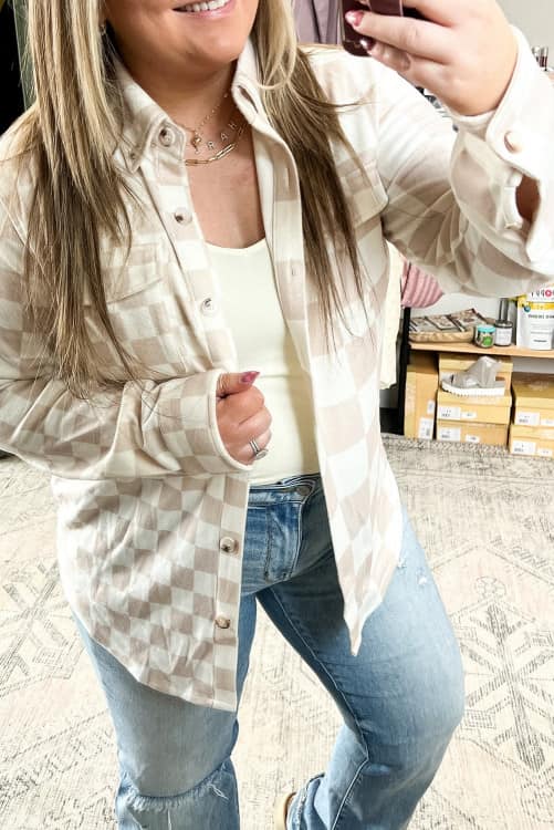 Khaki Checkered Shacket