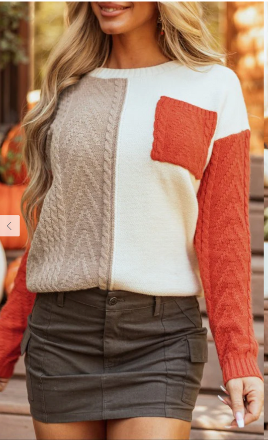 Fall Patch Knit Sweater